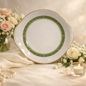 Piatto da dolce in porcellana – Royal Doulton, Inghilterra Elegante piatto da dolce in fine bone china inglese, prodotto dalla prestigiosa manifattura Royal Doulton & Co. Ltd., uno dei nomi più autorevoli della ceramica britannica.